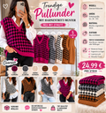Trendiger Oversize Pullunder mit Hahnentritt-Muster