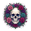 Floral Skull 1 – Bügelbild und UV-DTF-Sticker