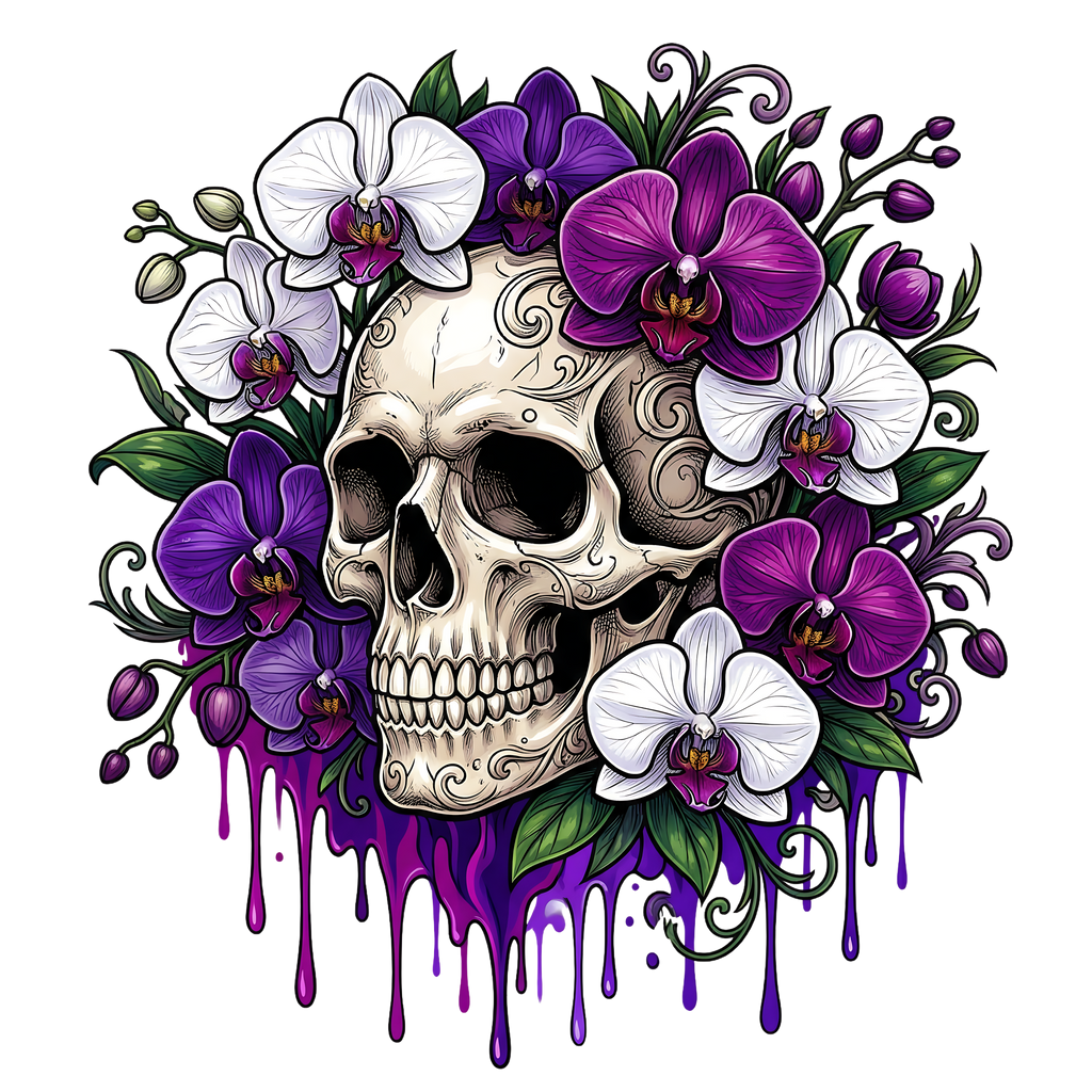 Floral Skull 3 – Bügelbild und UV-DTF-Sticker