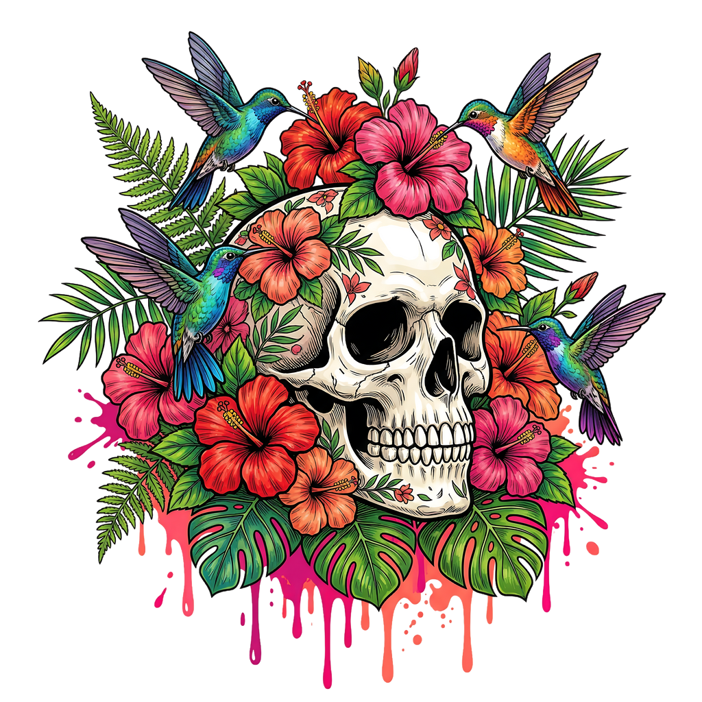 Floral Skull 4 – Bügelbild und UV-DTF-Sticker