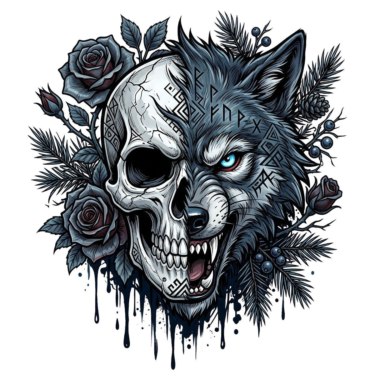 Floral Skull 6 – Bügelbild und UV-DTF-Sticker