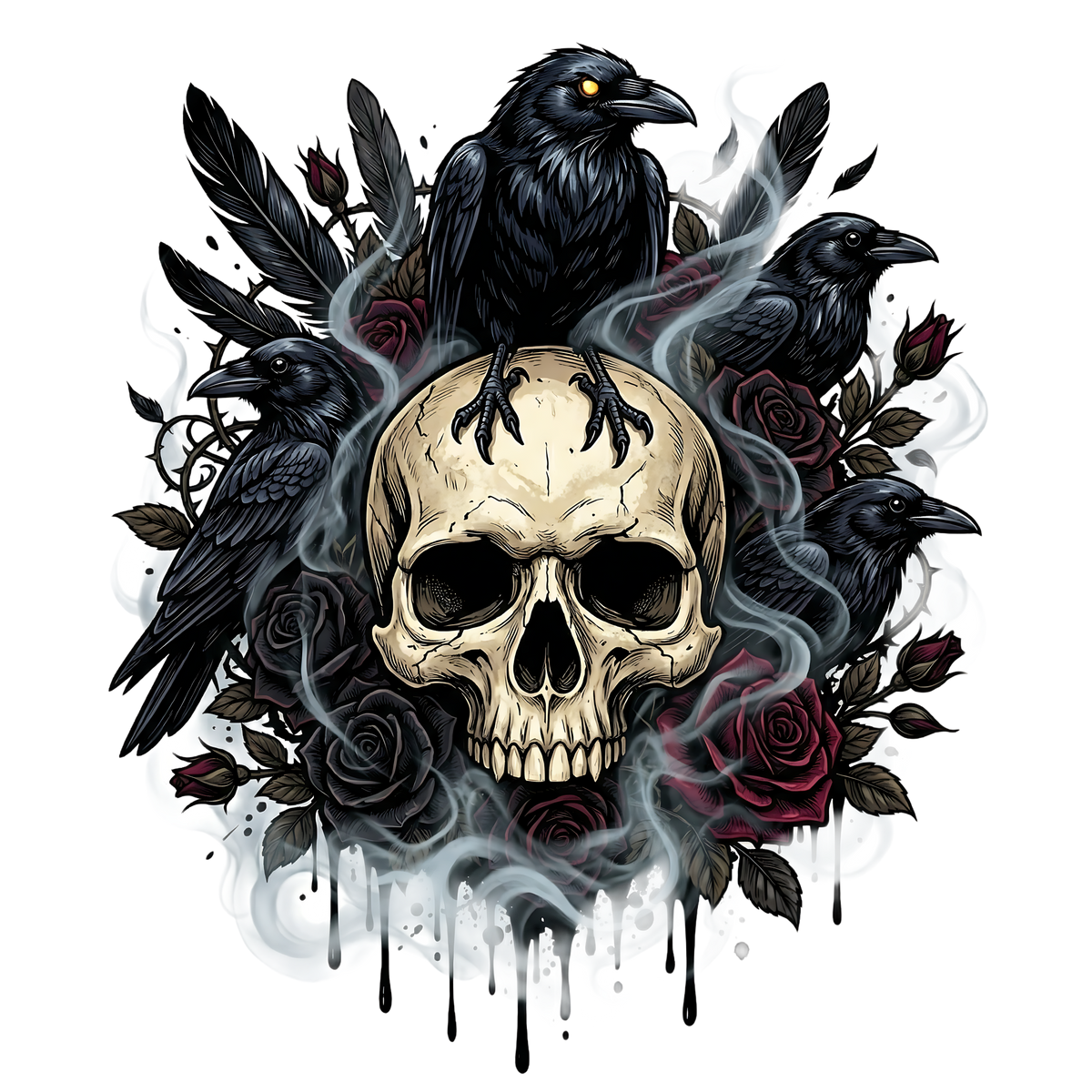 Floral Skull 7 – Bügelbild und UV-DTF-Sticker