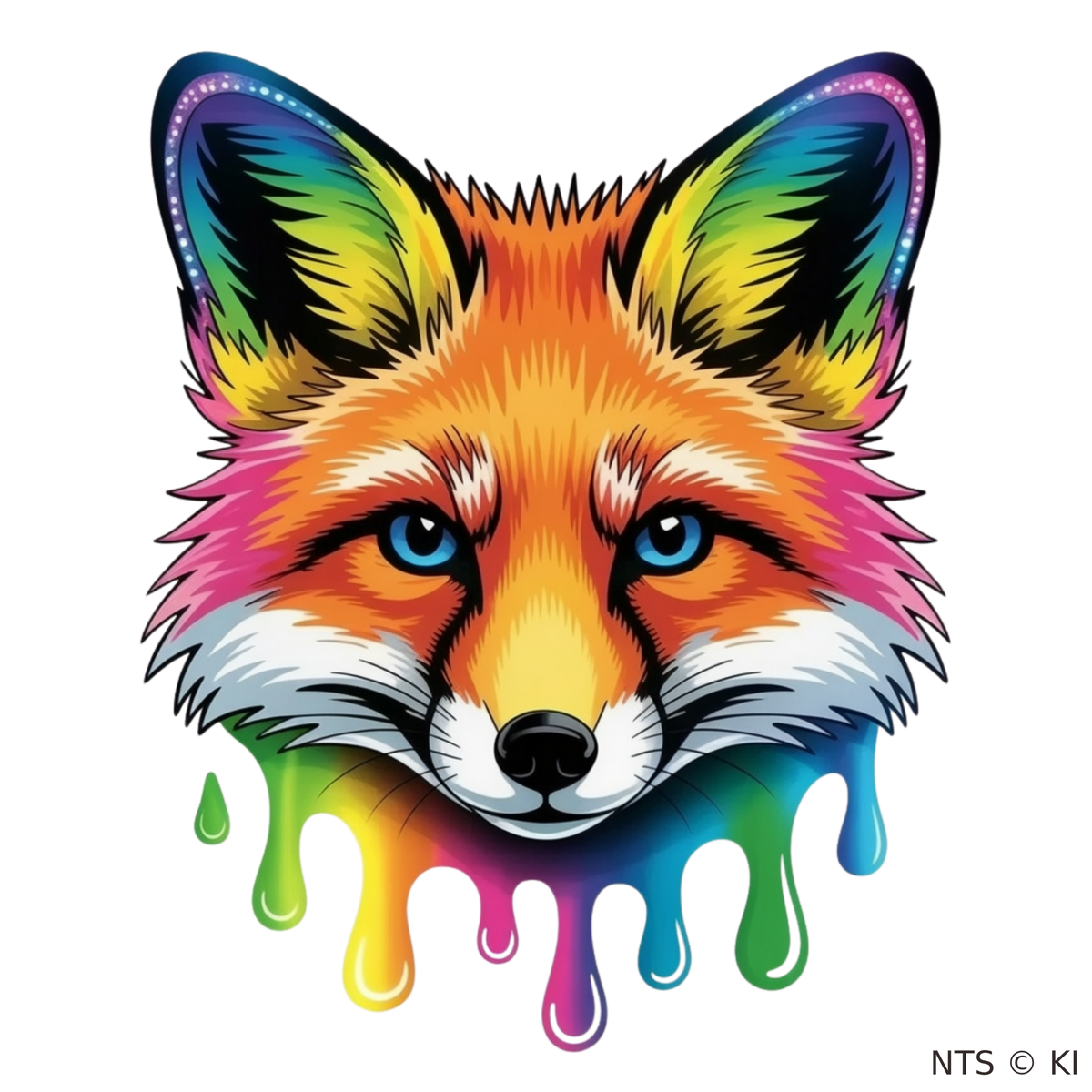 Regenbogen-Fuchs mit blauen Augen – BB-0030 Bügelbild