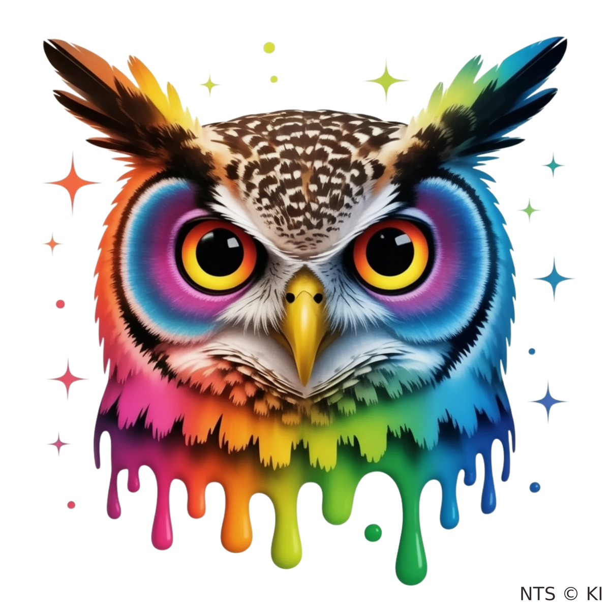 Regenbogen-Eule in Pink – BB-0033 Bügelbild