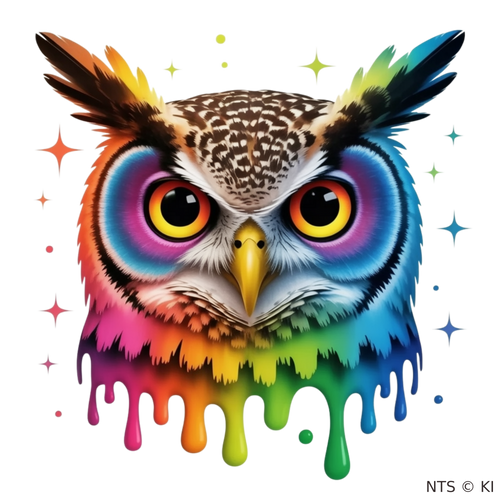 Regenbogen-Eule in Pink – BB-0033 Bügelbild