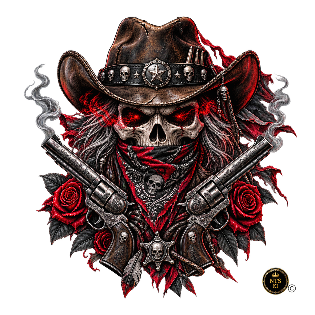 Cowboy-Totenkopf – BB-0039 Bügelbild