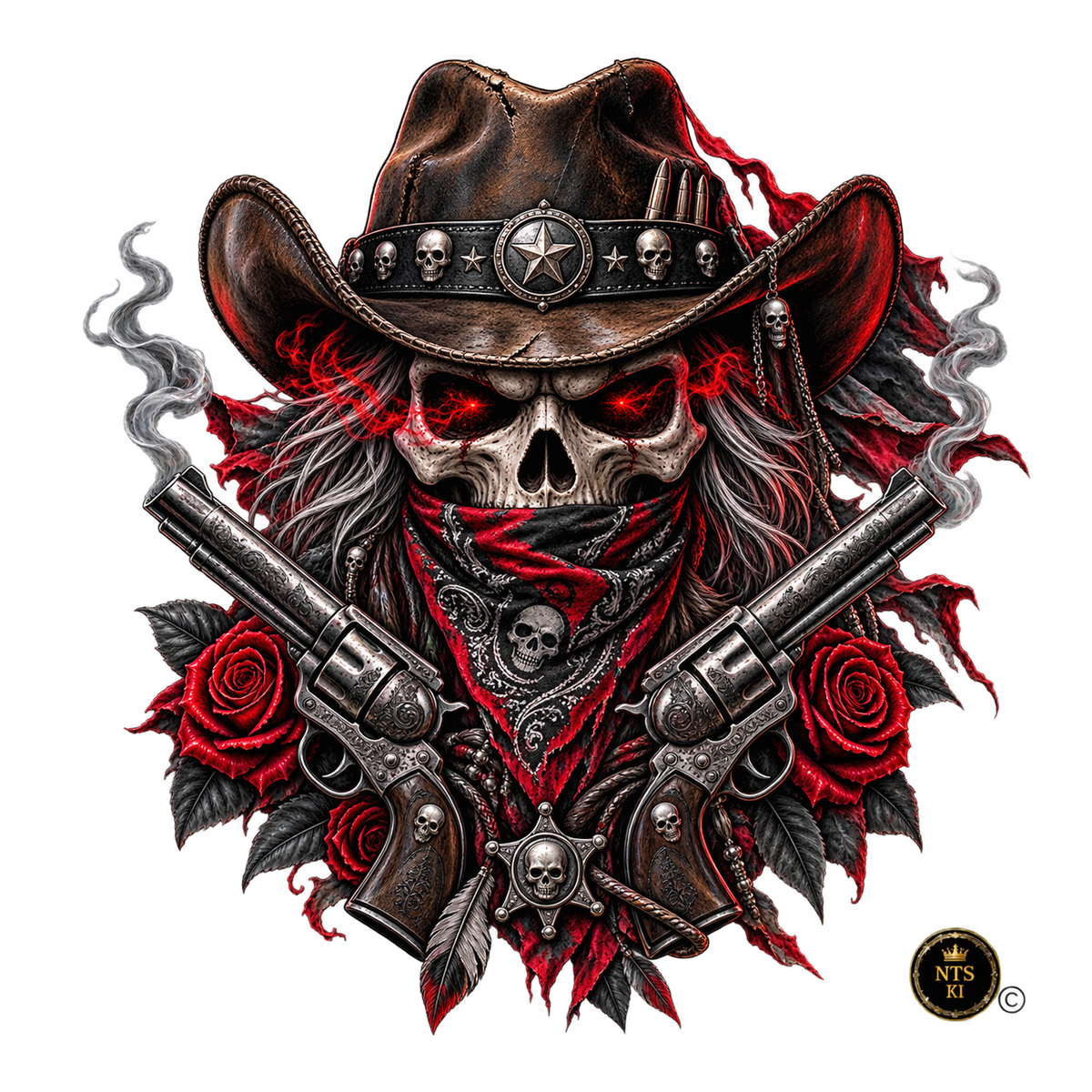 Cowboy-Totenkopf – BB-0039 Bügelbild