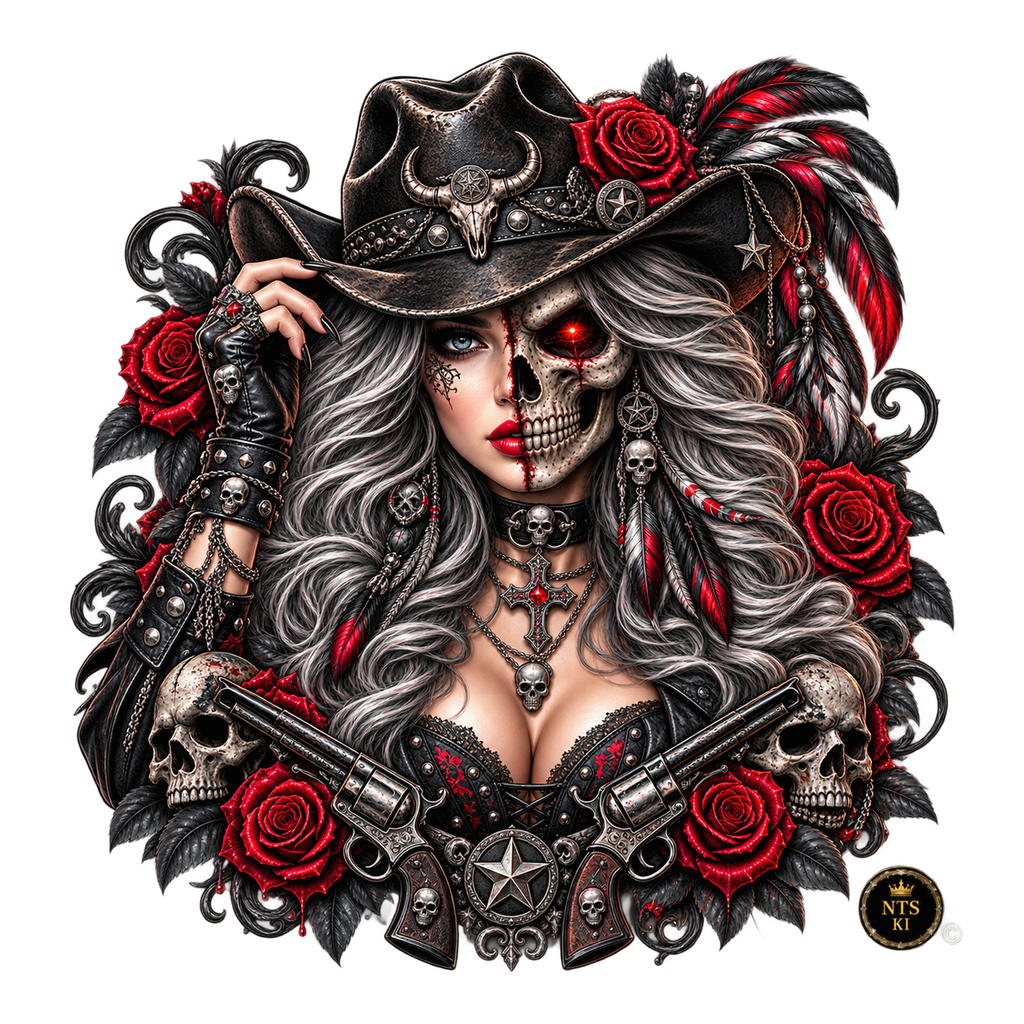 Cowgirl-Halbgesicht – BB-0040 Bügelbild