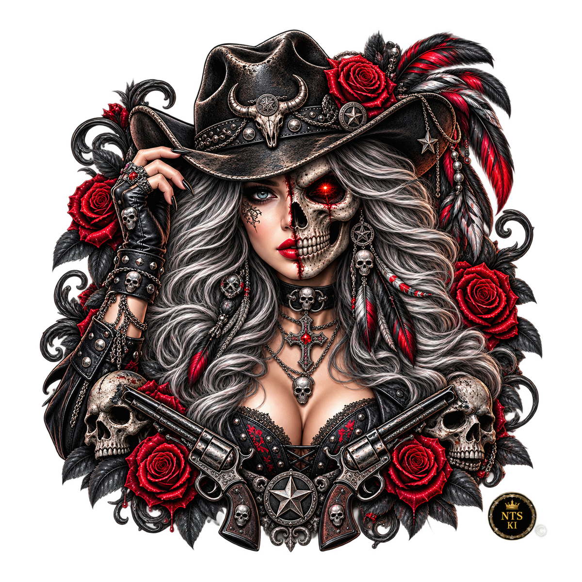 Cowgirl-Halbgesicht – BB-0040 Bügelbild