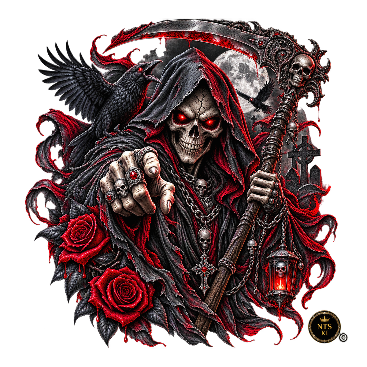 Grim Reaper Rot – BB-0042 Bügelbild