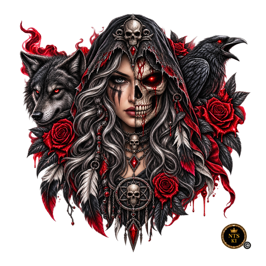 Wolf-Gothic-Halbgesicht – BB-0047 Bügelbild