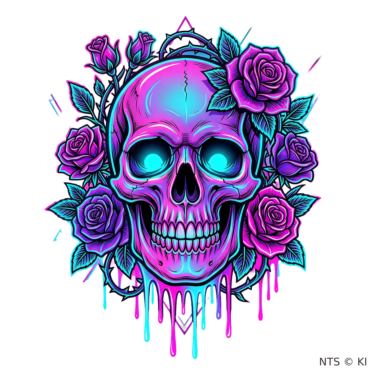 Neon-Totenkopf Lila-Blau – BB-0055 Bügelbild