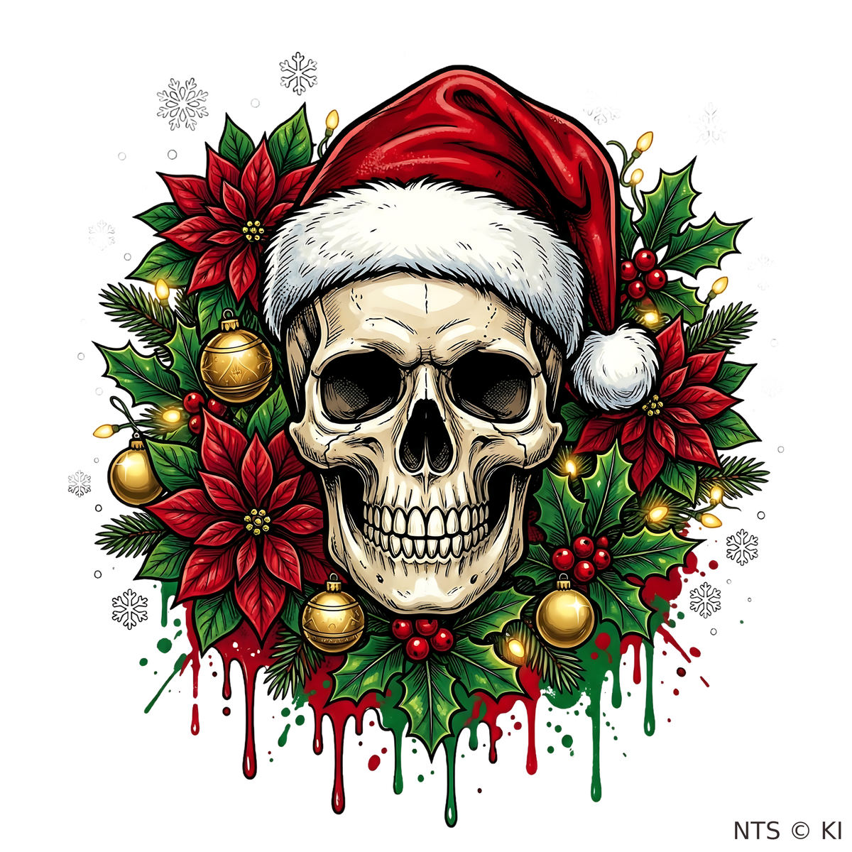 Weihnachts-Totenkopf mit Christbaum – BB-0056 Bügelbild