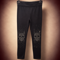 Gefütterte Strass-Leggings Elly – Totenköpfe aus Strass