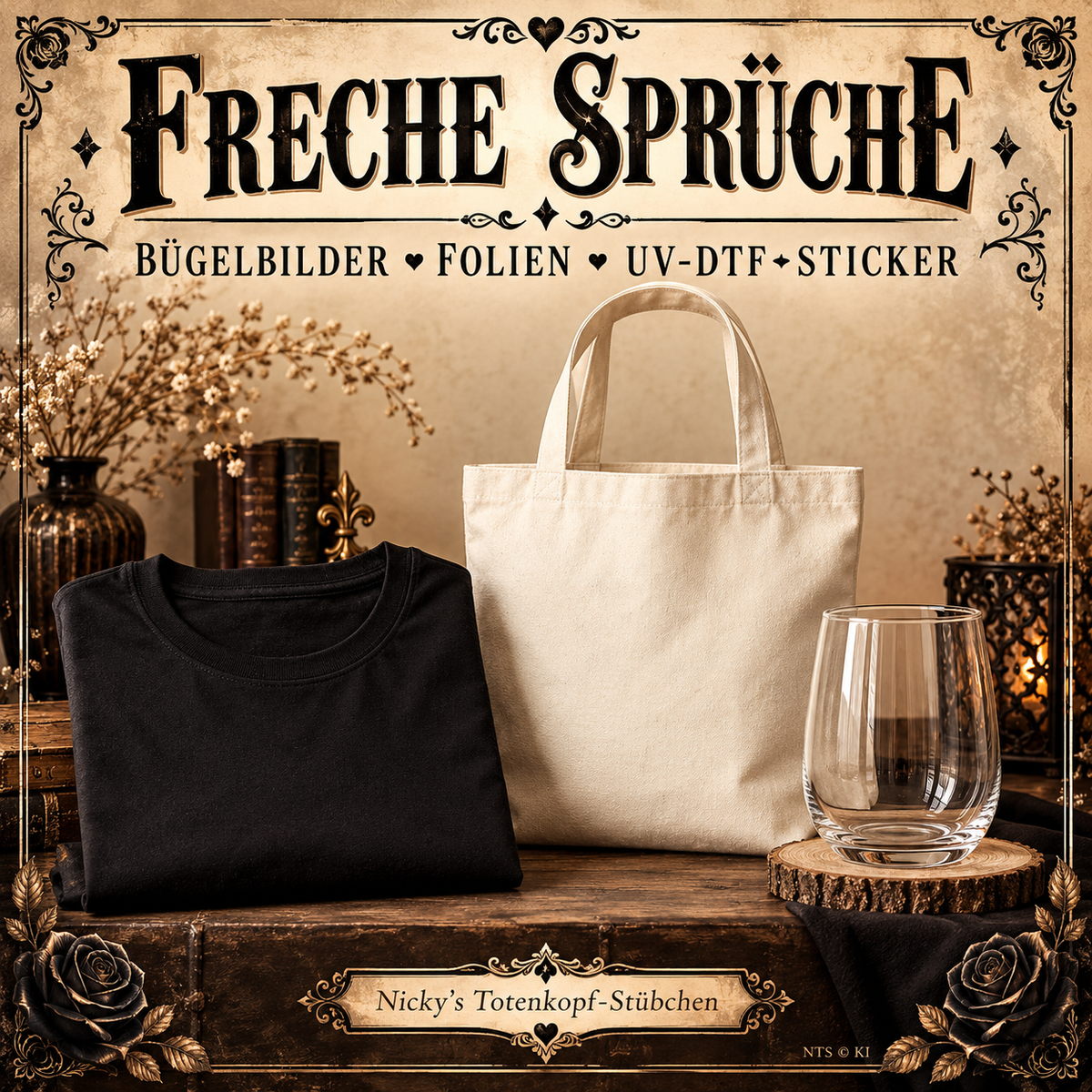 Freche Sprüche – Bügelbilder, Folien und UV-DTF-Sticker von Nicky's Totenkopf-Stübchen