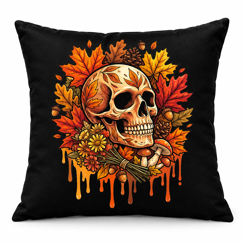 Herbst-Totenkopf – Kissen Schwarz
