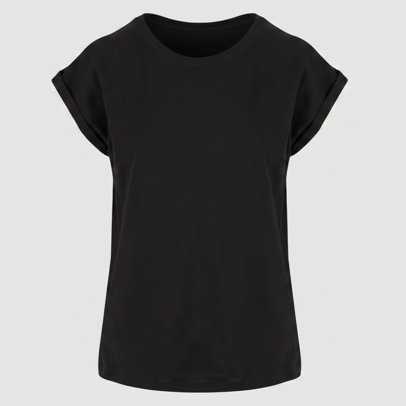 Ladies Extended Shoulder Tee Schwarz