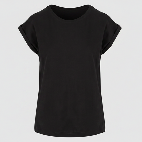 Ladies Extended Shoulder Tee Schwarz