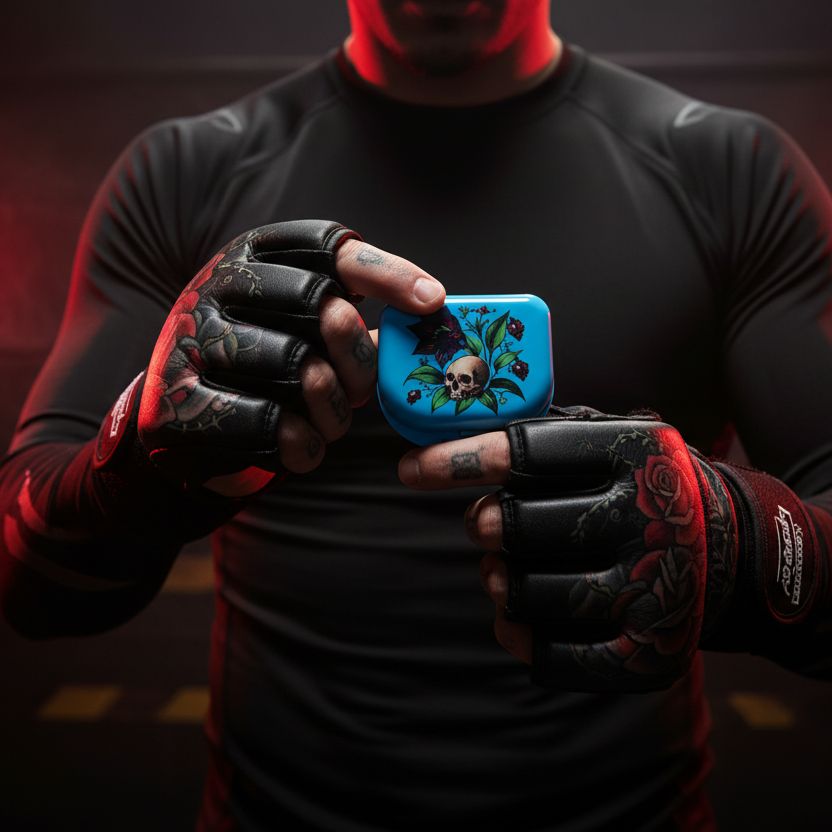 Sportler mit Totenkopf-Zahnspangen-Dose Dark Style