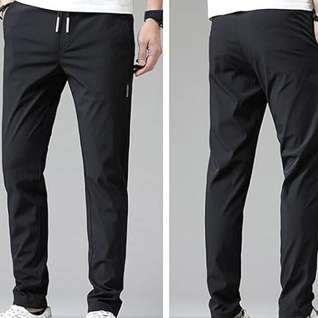 Herren Freizeithose Slim Fit Schwarz Vorder- und Rückansicht