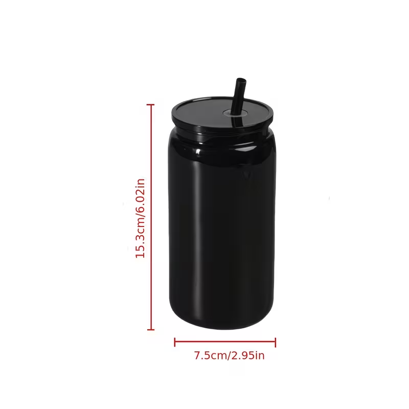 16oz Sportbecher Schwarz – Maße 15,3 cm × 7,5 cm