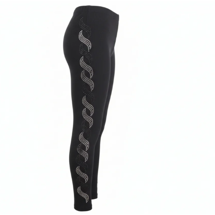 Schwarze Leggings mit Strass-Wellenmuster Ariel