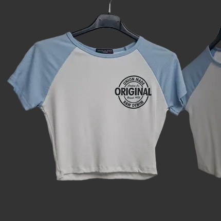 Crop-Top Original Raglan Pop Girl – Hellblau