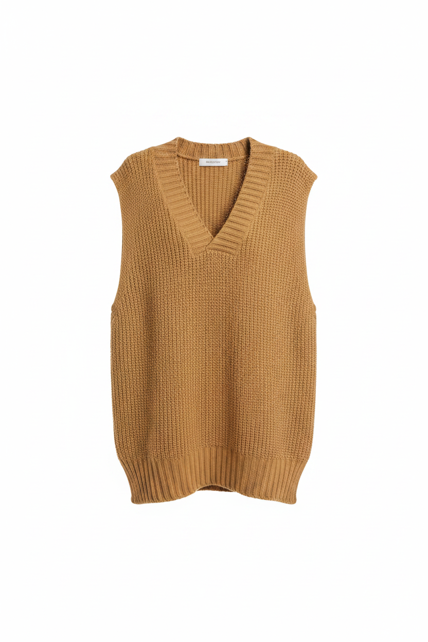 Oversize Pullunder Camel einfarbig