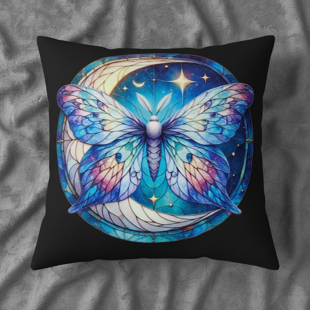 Kissenbezug 50x50 Schwarz – Schmetterling Kirchenfenster