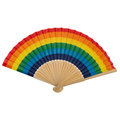 Handfächer aus Bambus in Regenbogenfarben, ca. 21 cm
