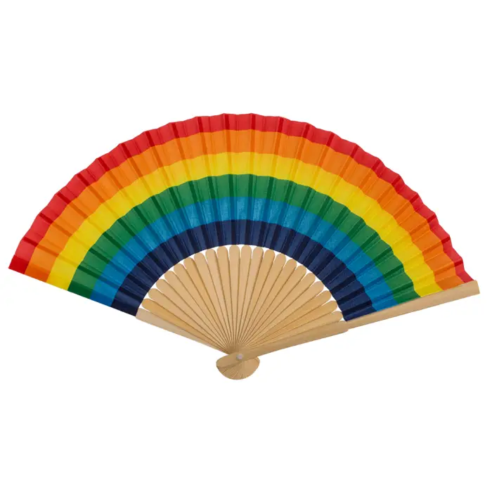 Handfächer aus Bambus in Regenbogenfarben, ca. 21 cm