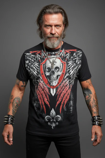 Eric Skull Shirt – Herrenansicht mit Skull-Motiv und Strass