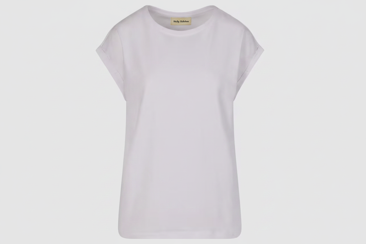 Ladies Extended Shoulder Tee Weiß