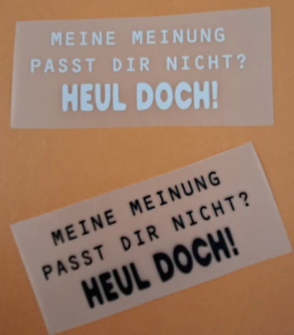 Spruch 4: Meine Meinung passt dir nicht? Heul doch!
