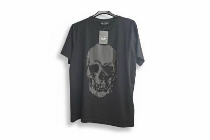 T-Shirt Skull Bling Bling Günther – schwarzes T-Shirt mit Totenkopf Strass-Design