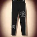 Gefütterte Strass-Leggings Love Peach – Skull-Motive