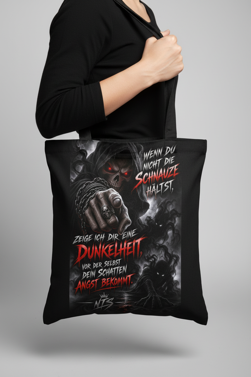Mockup – Sensenmann auf schwarzer Tasche