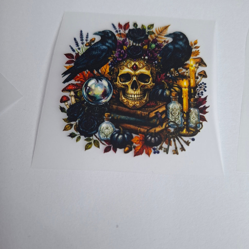Mystic-Totenkopf mit Rabe – BB-0108 Bügelbild