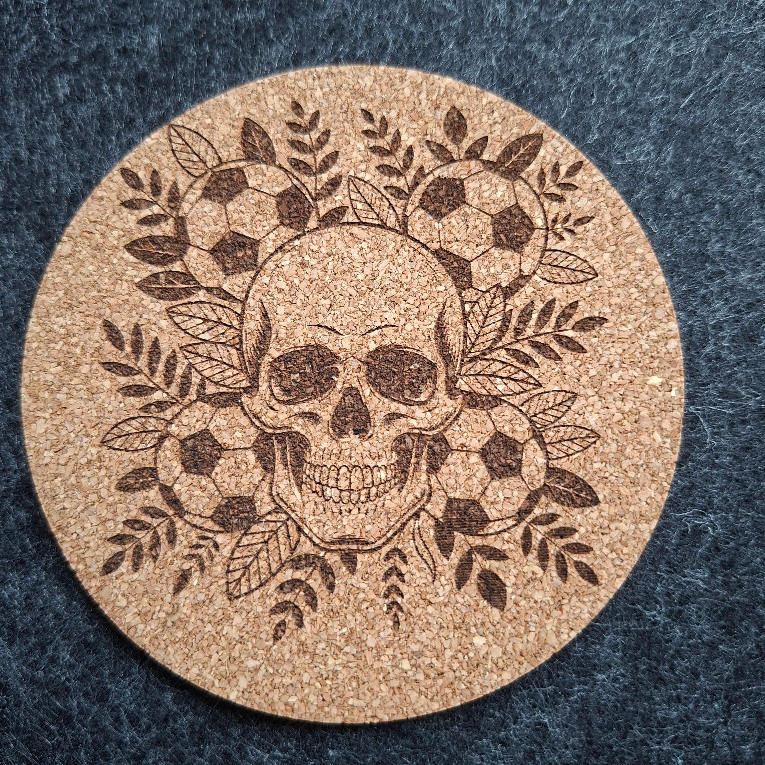 Laser Gravur auf Untersetzer Natur Kork Ø 9 cm