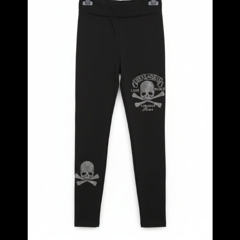 Leggings Love Peach Totenkopf Strass