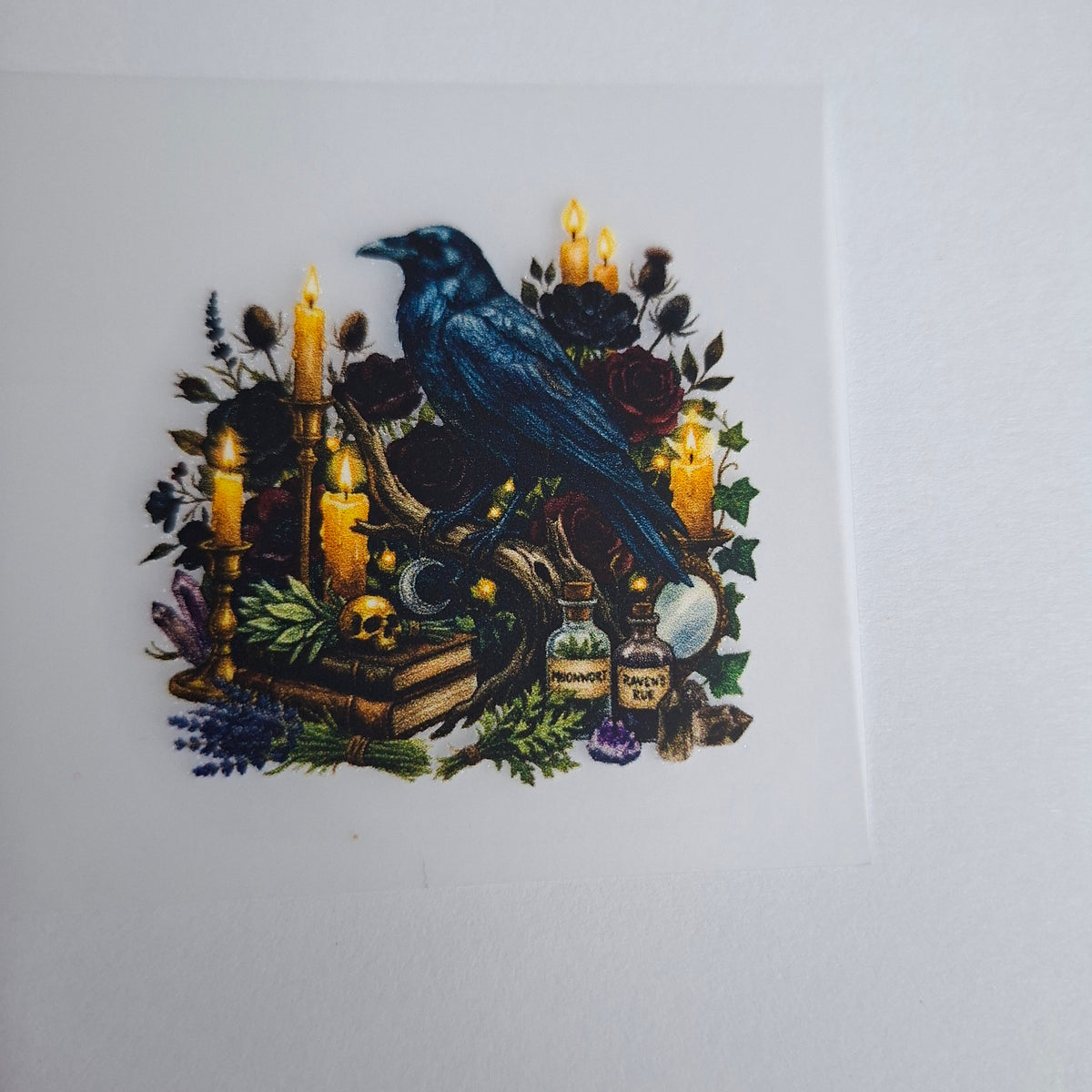 Rabe mit Kerzen und Zaubertränken – BB-0081 Bügelbild