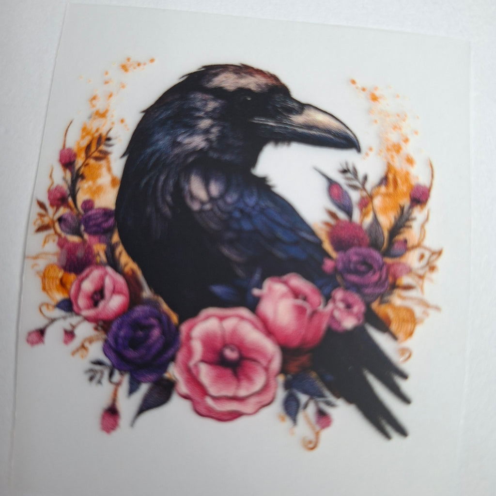 Rabe mit rosa Rosen – BB-0067 Bügelbild