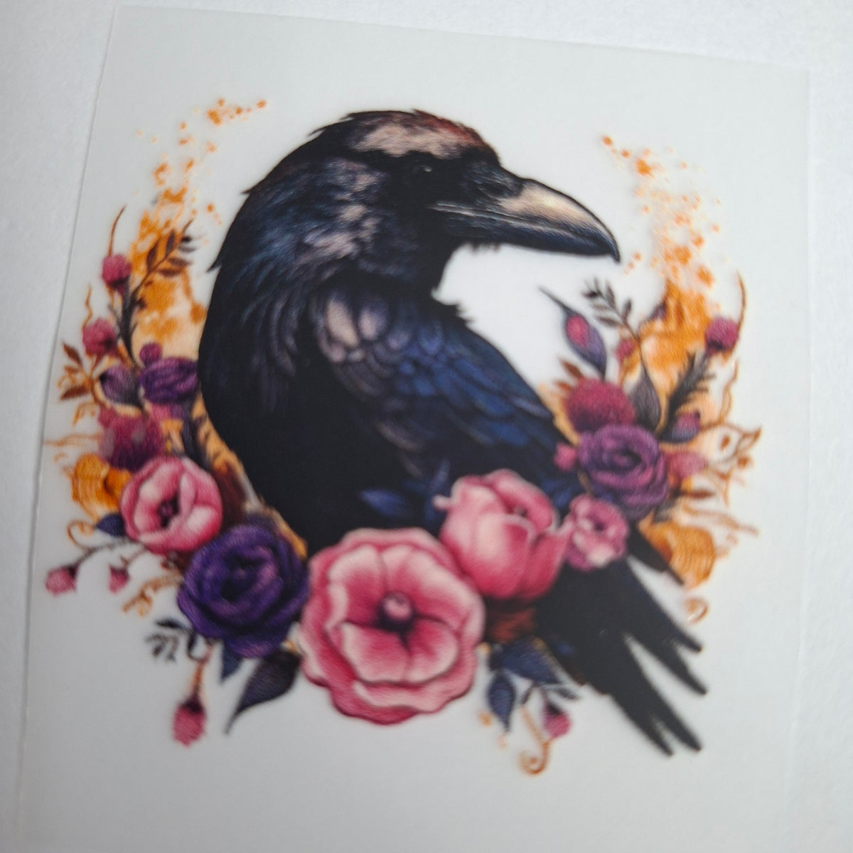 Rabe mit rosa Rosen – BB-0067 Bügelbild