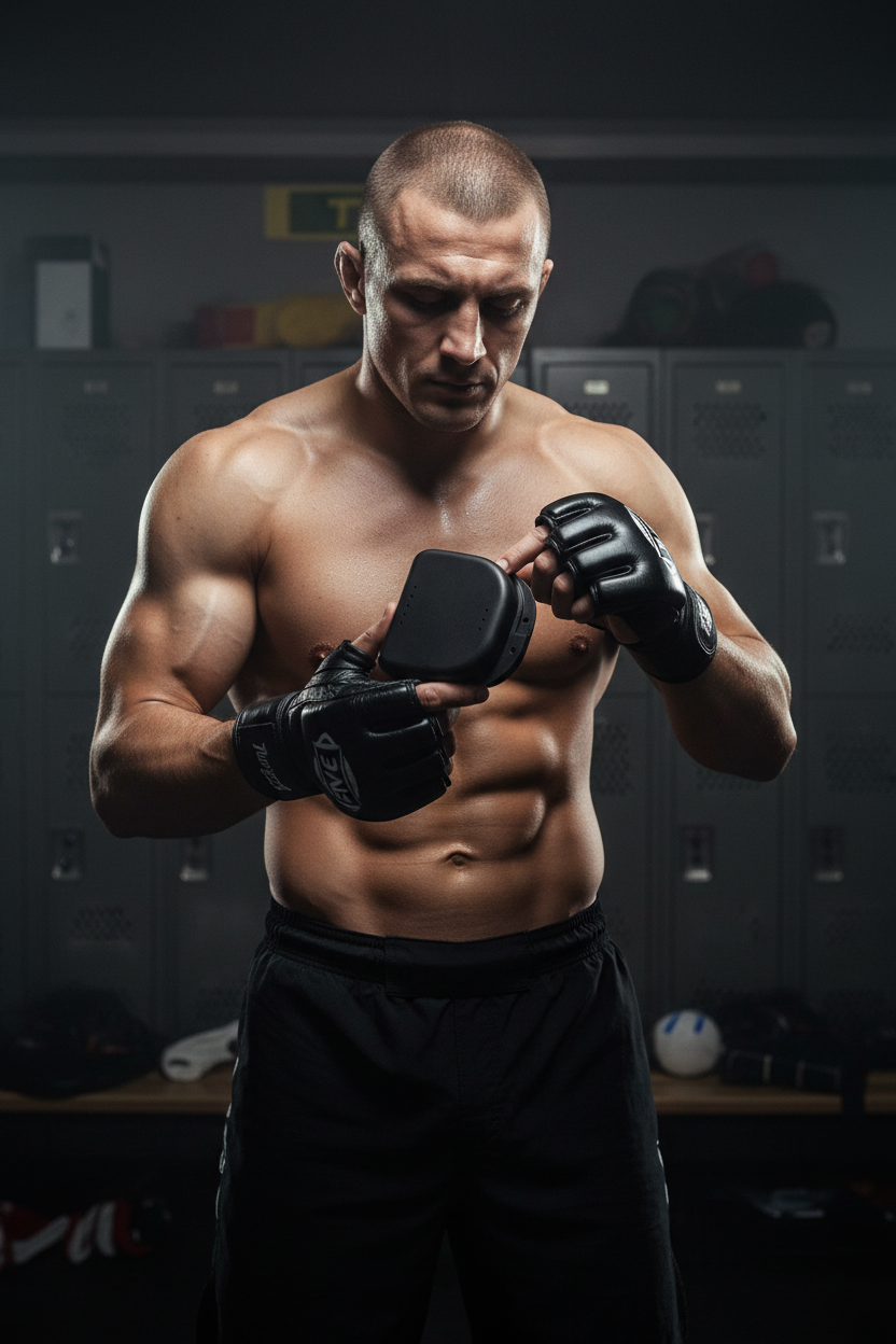 Sportler Mockup – Zahnspangen-Dose vor dem Kampf